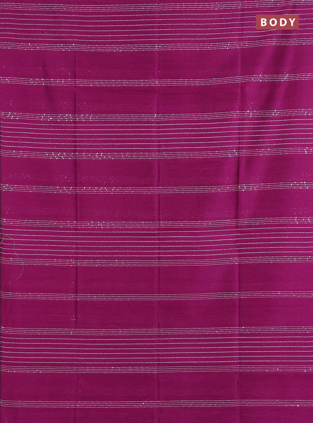 Semi dupion saree purple and light green with allover sequin work in borderless style