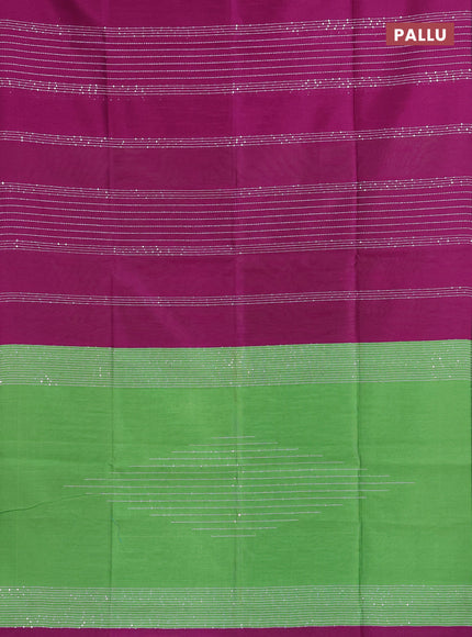 Semi dupion saree purple and light green with allover sequin work in borderless style