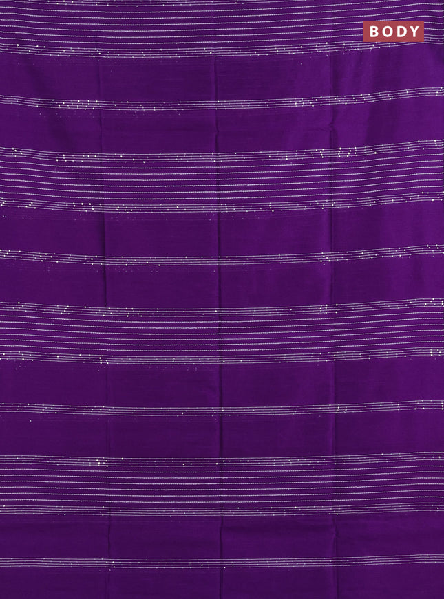 Semi dupion saree violet and lavender with allover sequin work in borderless style
