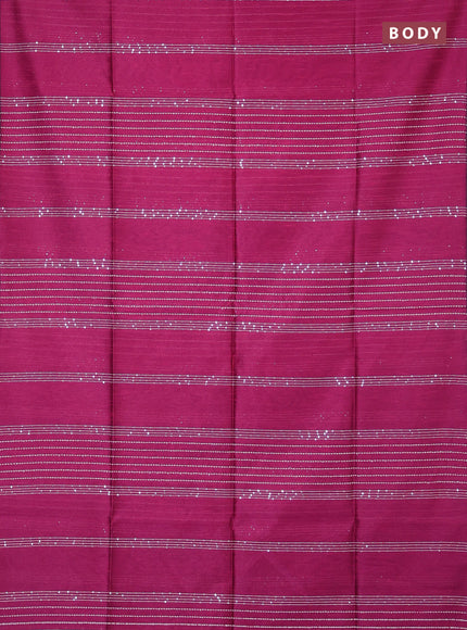 Semi dupion saree pink and black with allover sequin work in borderless style