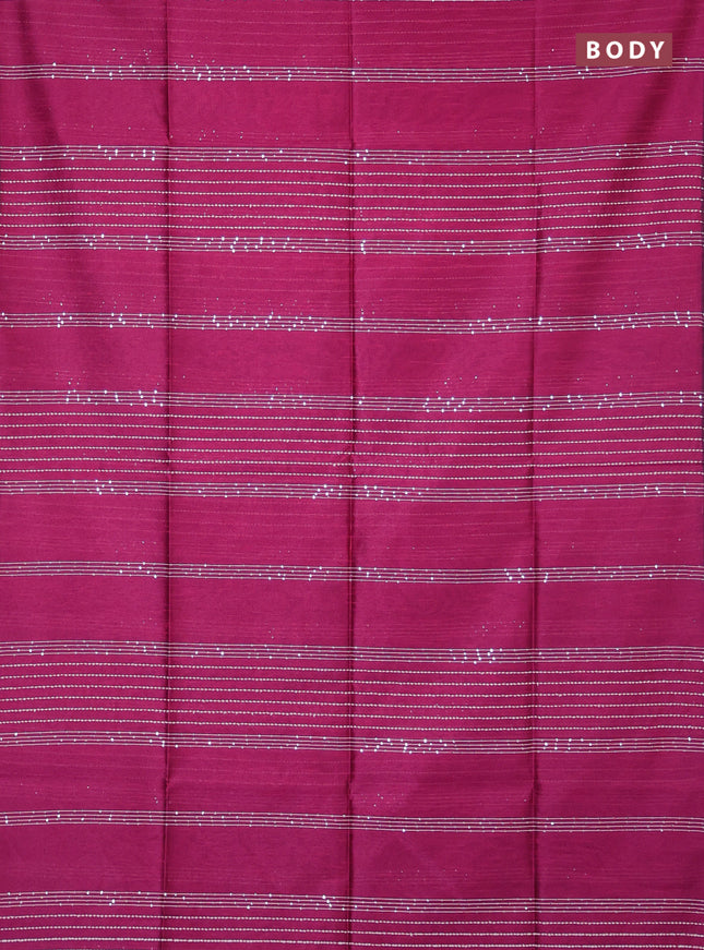 Semi dupion saree pink and black with allover sequin work in borderless style