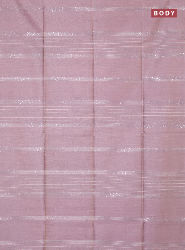 Semi dupion saree pastel pink and purple with allover sequin work in borderless style