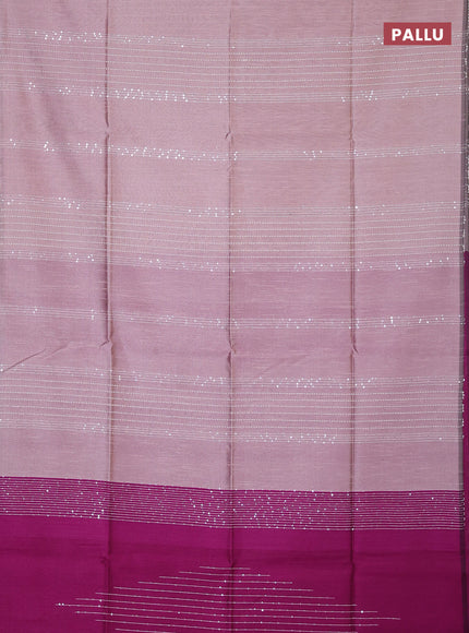 Semi dupion saree pastel pink and purple with allover sequin work in borderless style