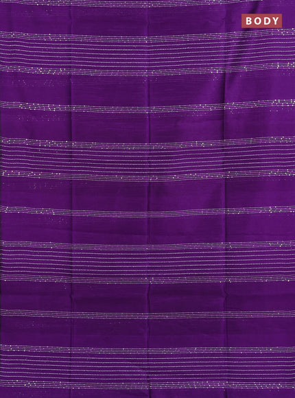 Semi dupion saree violet and orange with allover sequin work in borderless style