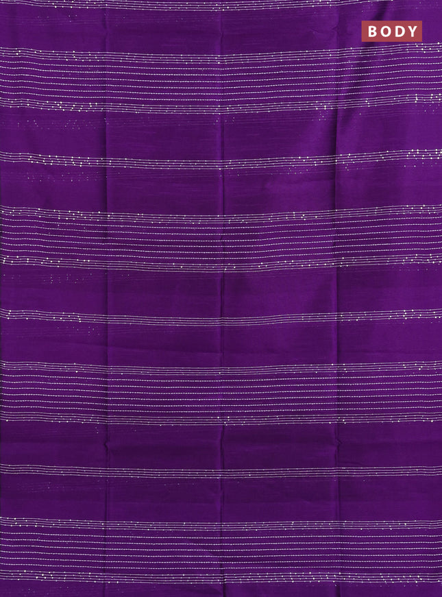 Semi dupion saree violet and orange with allover sequin work in borderless style