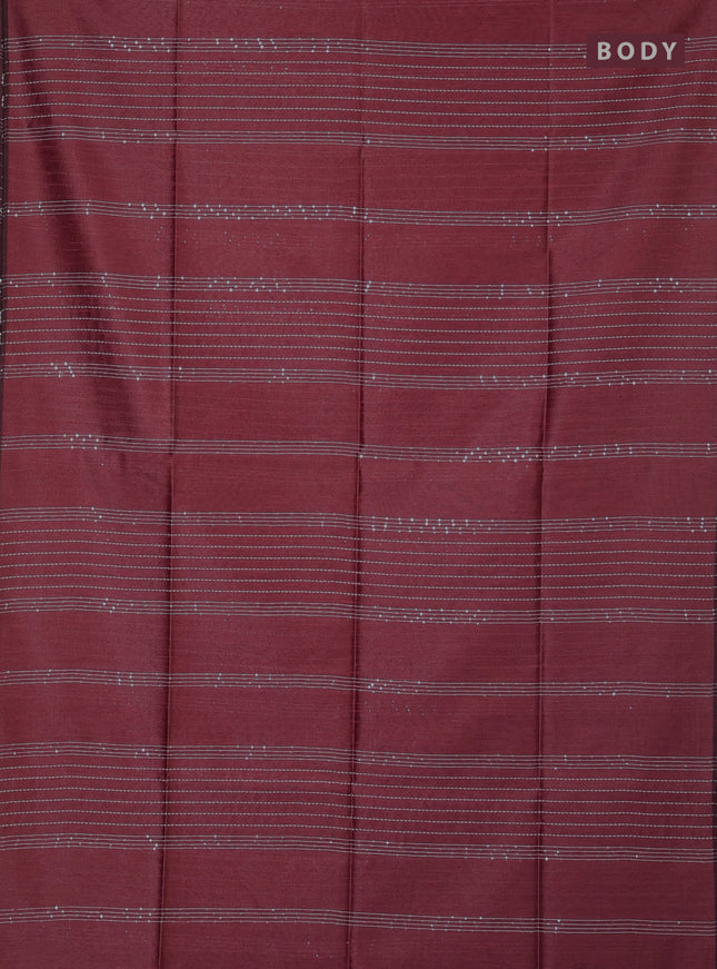 Semi dupion saree peach and purple with allover sequin work in borderless style