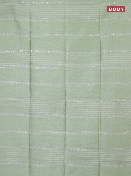 Semi dupion saree pastel green and violet with allover sequin work in borderless style
