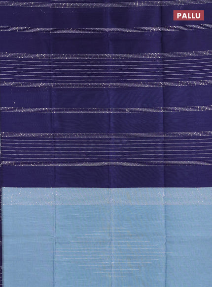 Semi dupion saree navy blue and pastel blue with allover sequin work in borderless style