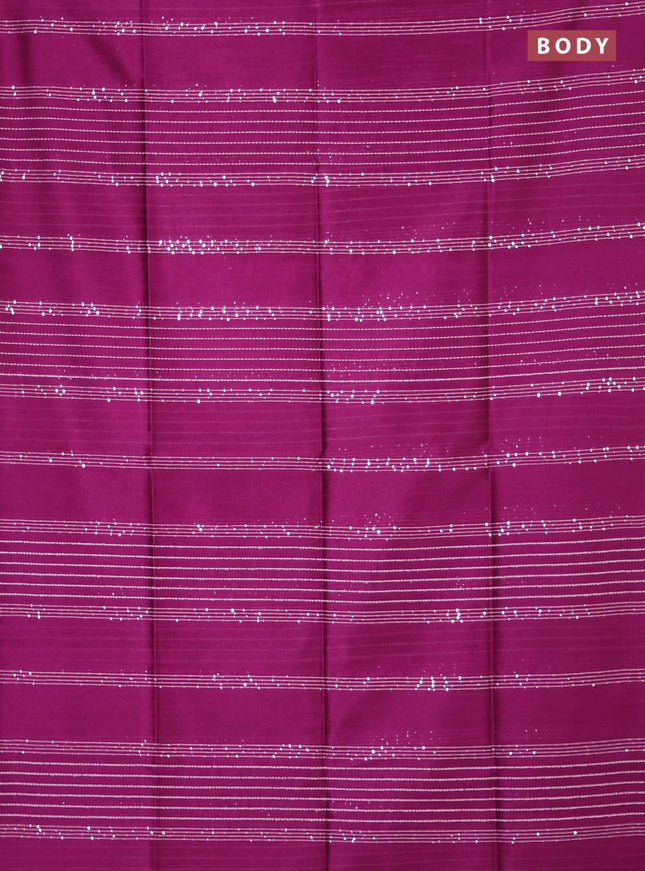 Semi dupion saree purple and lime green with allover sequin work in borderless style