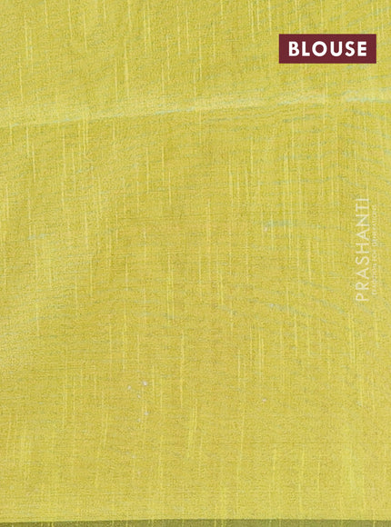 Semi dupion saree purple and lime green with allover sequin work in borderless style