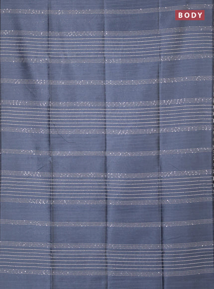 Semi dupion saree grey and black with allover sequin work in borderless style
