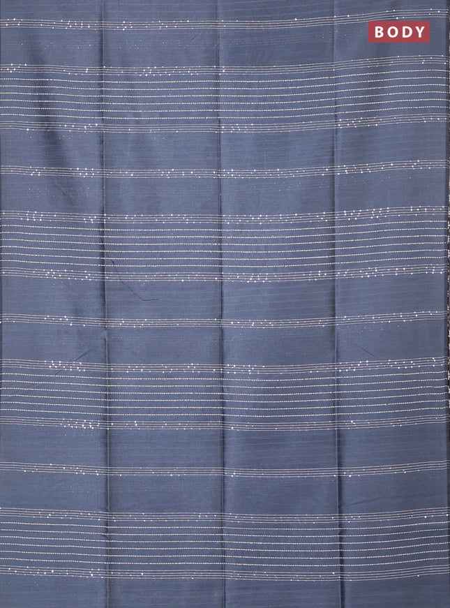 Semi dupion saree grey and black with allover sequin work in borderless style