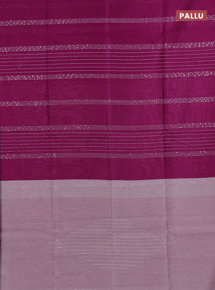 Semi dupion saree purple shade and pastel pink with allover sequin work in borderless style