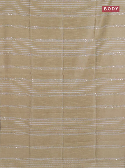 Semi dupion saree beige and pink with allover sequin work in borderless style