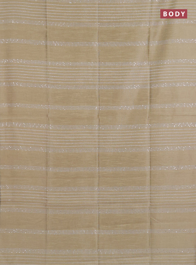 Semi dupion saree beige and pink with allover sequin work in borderless style