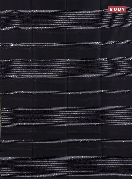 Semi dupion saree black and lime yellow with allover sequin work in borderless style