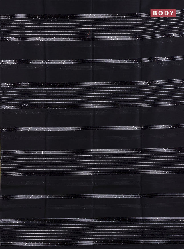 Semi dupion saree black and lime yellow with allover sequin work in borderless style