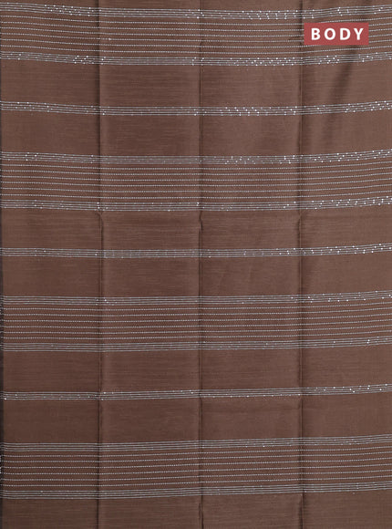 Semi dupion saree coffee brown and rust shade with allover sequin work in borderless style