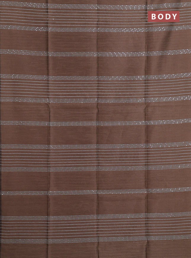 Semi dupion saree coffee brown and rust shade with allover sequin work in borderless style