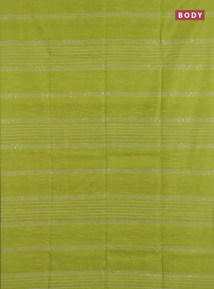 Semi dupion saree lime green and purple with allover sequin work in borderless style