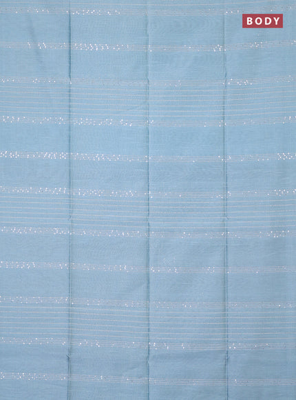 Semi dupion saree bluish grey and black with allover sequin work in borderless style