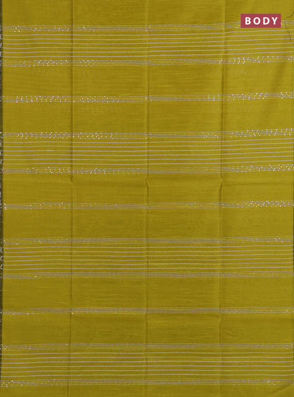 Semi dupion saree lime yellow and teal green with allover sequin work in borderless style