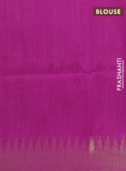 Semi dupion saree pastel pink and purple with allover zari woven buttas and temple design zari woven border