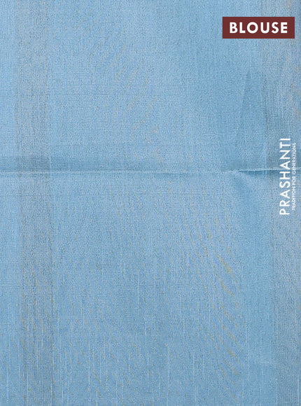 Semi dupion saree navy blue and pastel blue with allover zari woven buttas and temple design zari woven border