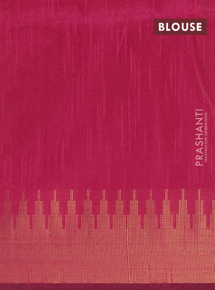 Semi dupion saree grey and pink with allover zari woven buttas and temple design zari woven border