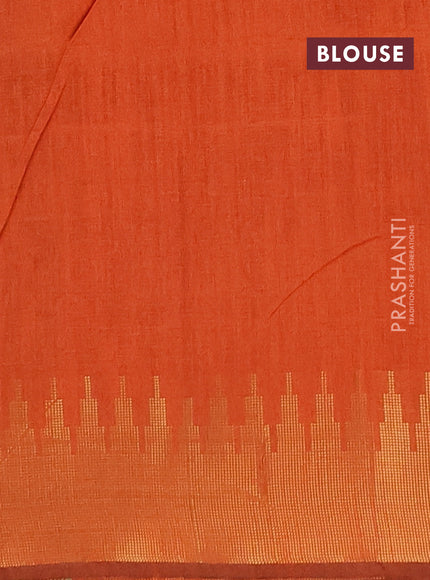 Semi dupion saree violet and orange with allover zari woven buttas and temple design zari woven border