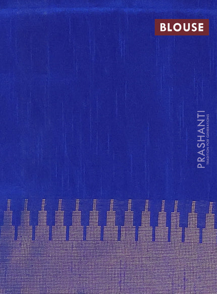 Semi dupion saree teal blue and blue with allover zari woven buttas and temple design zari woven border
