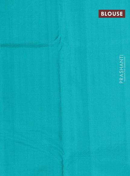 Pure kanchipuram silk saree royal blue and teal green with allover zari checked pattern in borderless style