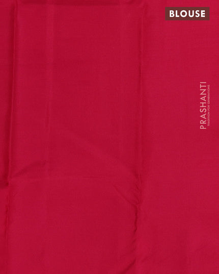 Pure kanchipuram silk saree peacock green and pink with allover zari checked pattern in borderless style