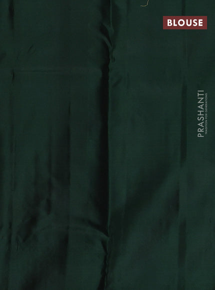 Pure kanchipuram silk saree bottle green with allover zari woven buttas in borderless style