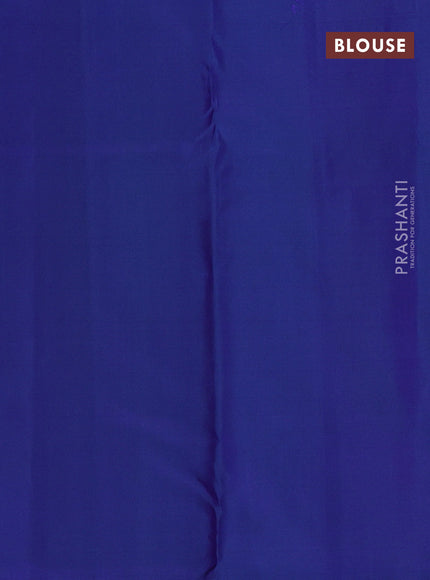 Pure kanchipuram silk saree blue with allover zari woven buttas in borderless style