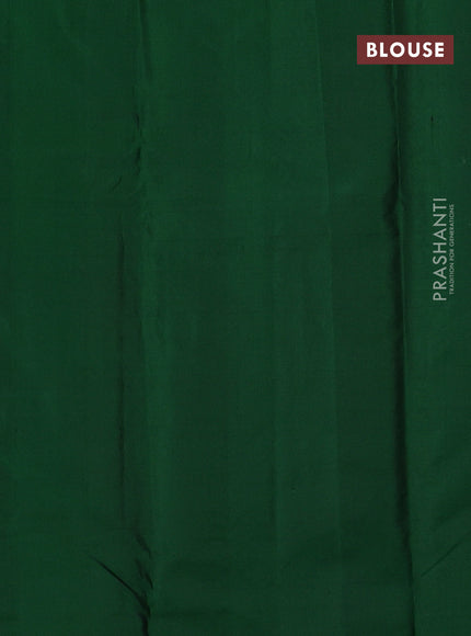 Pure kanchipuram silk saree green with allover zari checked pattern in borderless style