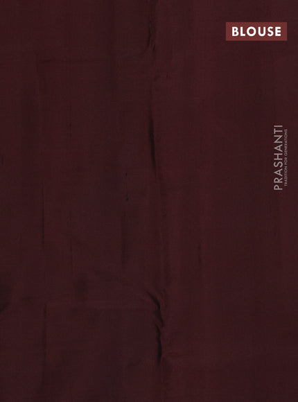 Pure kanchipuram silk saree coffee brown with allover zari checked pattern in borderless style