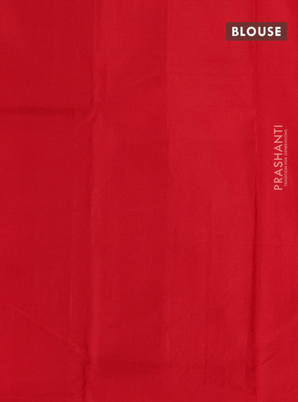 Pure kanchipuram silk saree red with allover zari checked pattern in borderless style