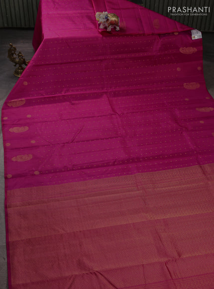 Pure kanchipuram silk saree pink with allover zari woven buttas in borderless style