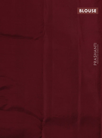 Pure kanchipuram silk saree deep maroon with allover zari checked pattern in borderless style