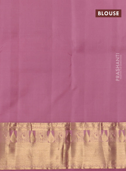 Pure kanchipuram silk saree coffee brown and mauve pink with allover zari woven buttas and zari woven border