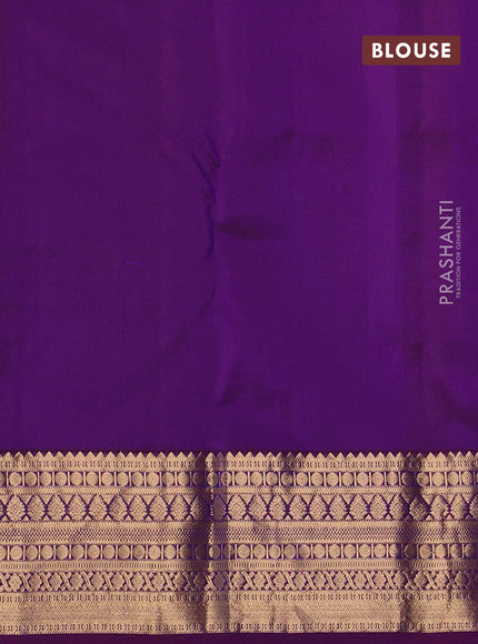Pure kanchipuram silk saree blue and purple with allover zari woven buttas and zari woven korvai border