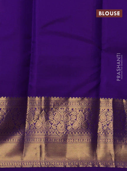 Pure kanchipuram silk saree violet with allover zari weaves & buttas and long zari woven border