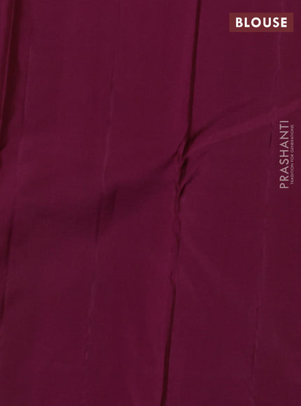 Pure kanchipuram silk saree magenta pink with plain body and long silver & zari woven border