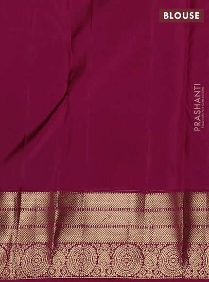 Pure kanchipuram silk saree elaichi green and wine shade with allover zari woven buttas and zari woven korvai border
