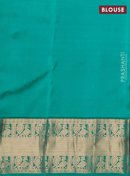 Pure kanchipuram silk saree maroon and green with zari woven buttas and zari woven korvai border
