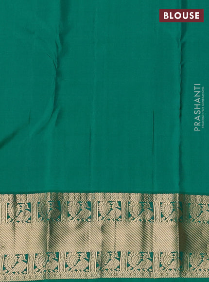 Pure kanchipuram silk saree mustard yellow and green with zari woven buttas and zari woven korvai border