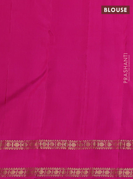 Pure kanchipuram silk saree dual shad of pinkish orange and pink with zari woven buttas and rettapet zari woven border