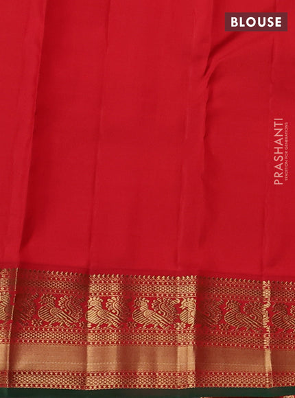 Pure kanchipuram silk saree mustard yellow and red with allover zari woven buttas and zari woven korvai border
