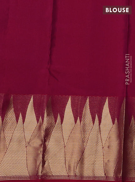 Pure kanchipuram silk saree maroon with allover zari woven buttas and temple zari woven border